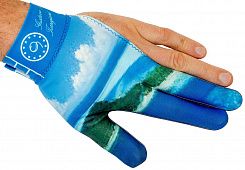 Перчатка для бильярдного кия голубая с рисунком, на левую руку, Longoni, коллекция Gustavo Torregiani